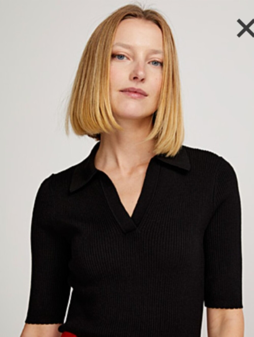 Contemporaine | Stretch Solid Polo Sweater | Black | M